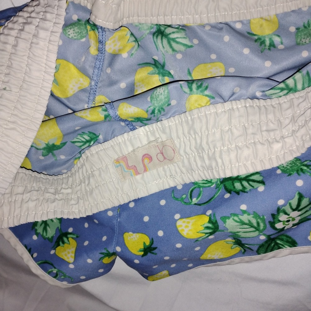 Op Vintage Y2k , 90s, 70s Style Shorts W Pears On Blue - Picture 5 of 6